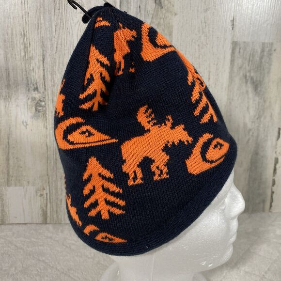 Quiksilver Cookie Moose Caribou Youth Kids Toboggan Beanie Hat Sherpa Lined NWT - Picture 3 of 6